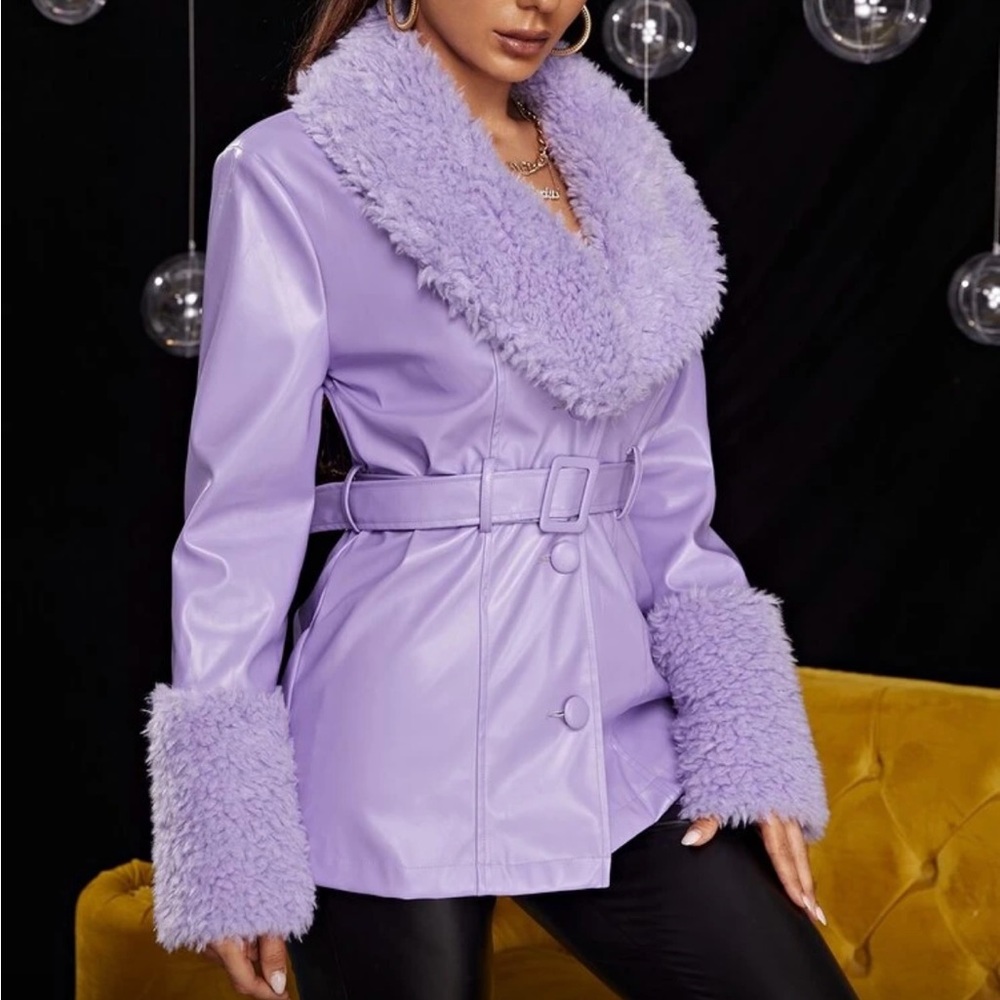 Lavender Faux Fur Teddy Jacket